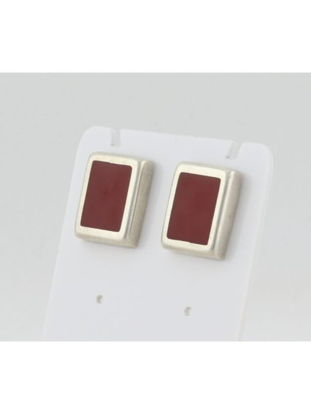 Sterling Silver Red Howlite Earrings 3/4" x 1/2" inch